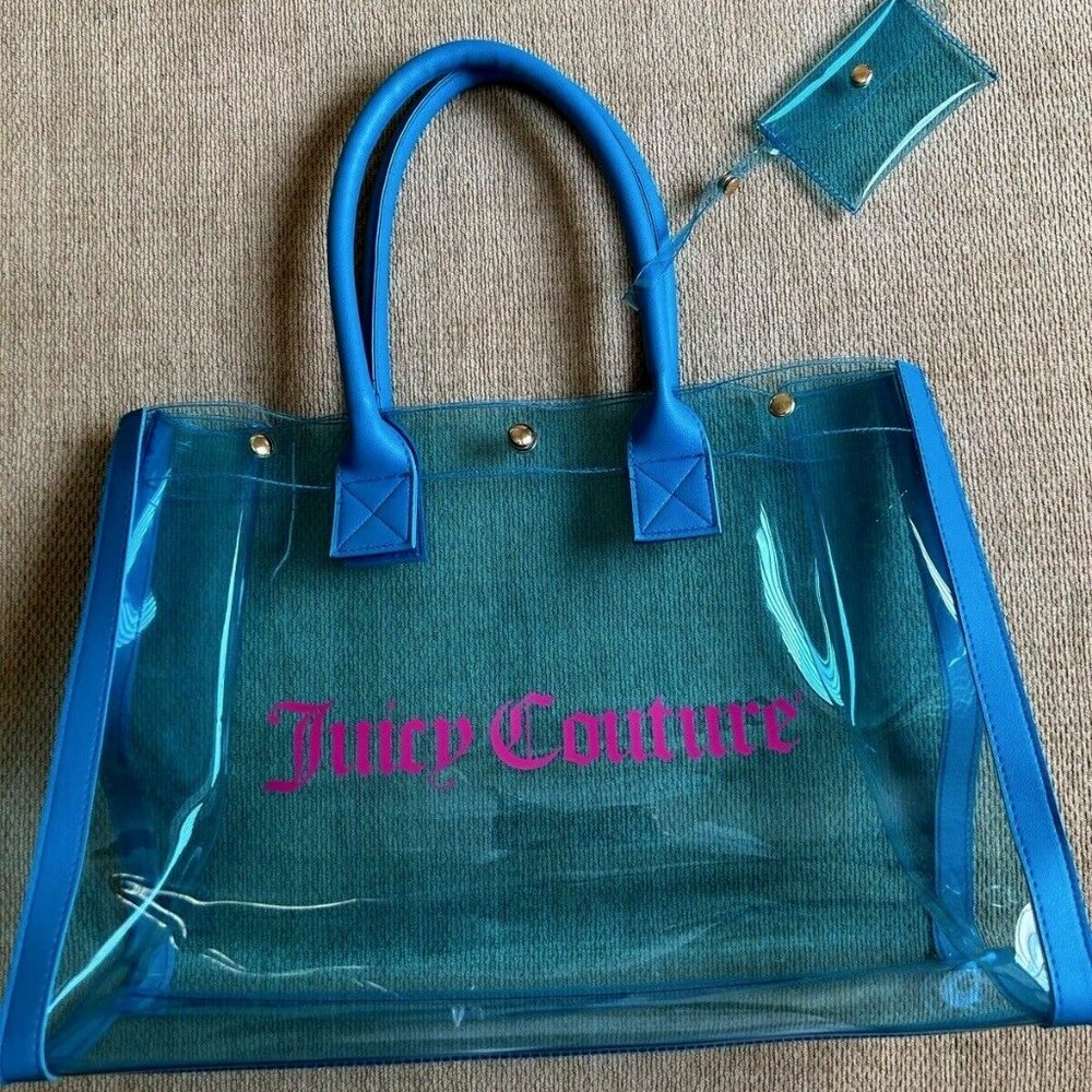 Juicy Couture Blue Clear Logo Print Tote Bag
